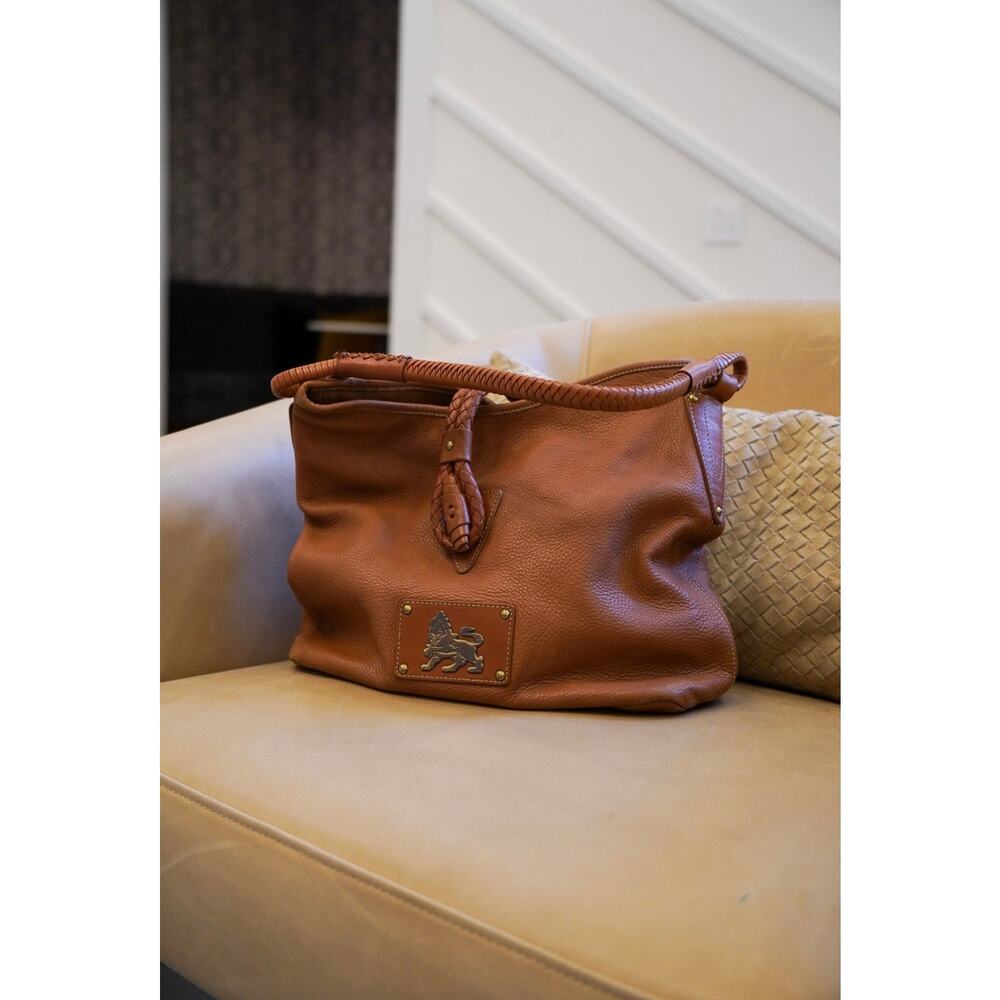 MCM Vintage Brown Leather Braided Strap Hobo Bag